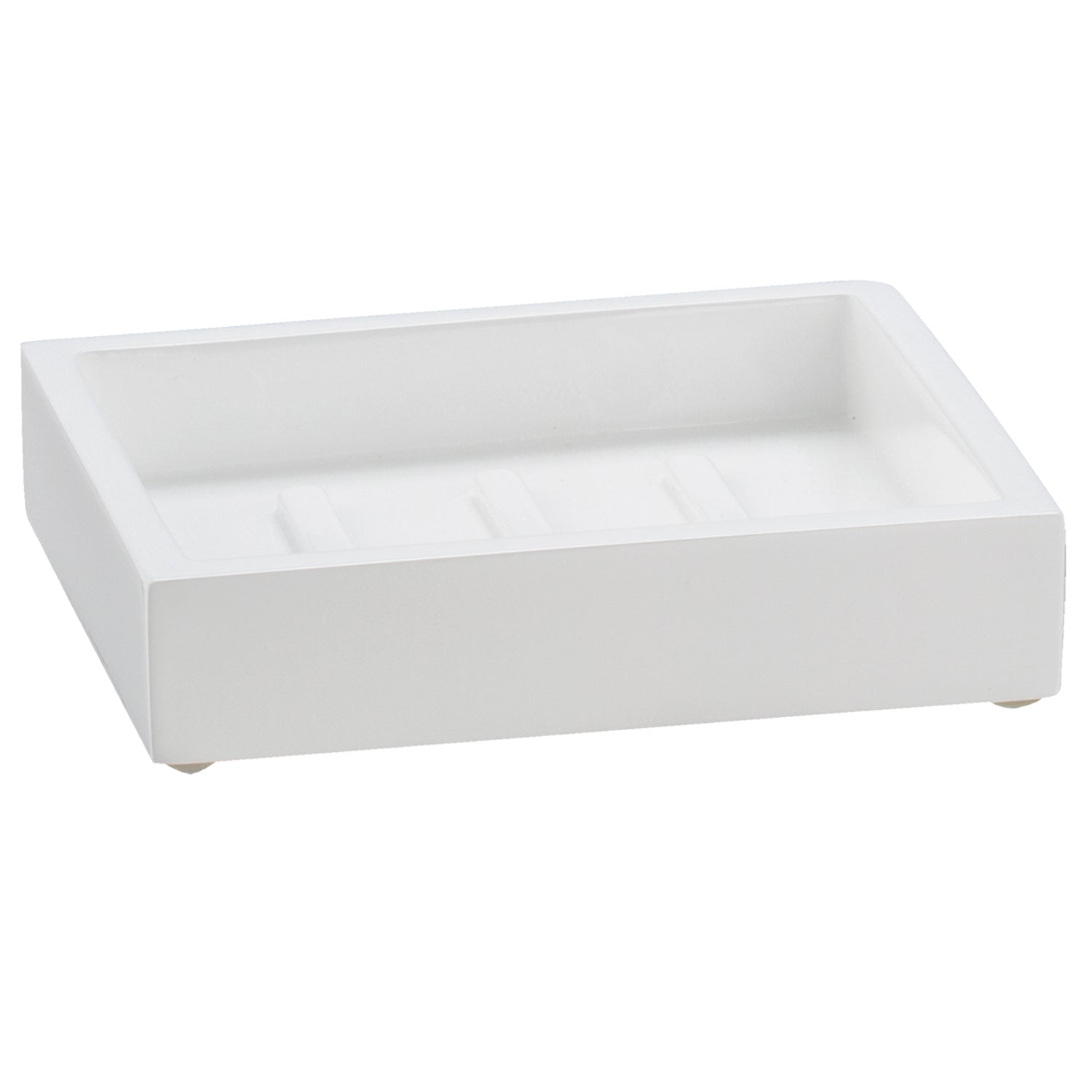 White | Brilliance soap dish with a clean design, ideal for showcasing your favorite soap while complementing any bathroom decor.