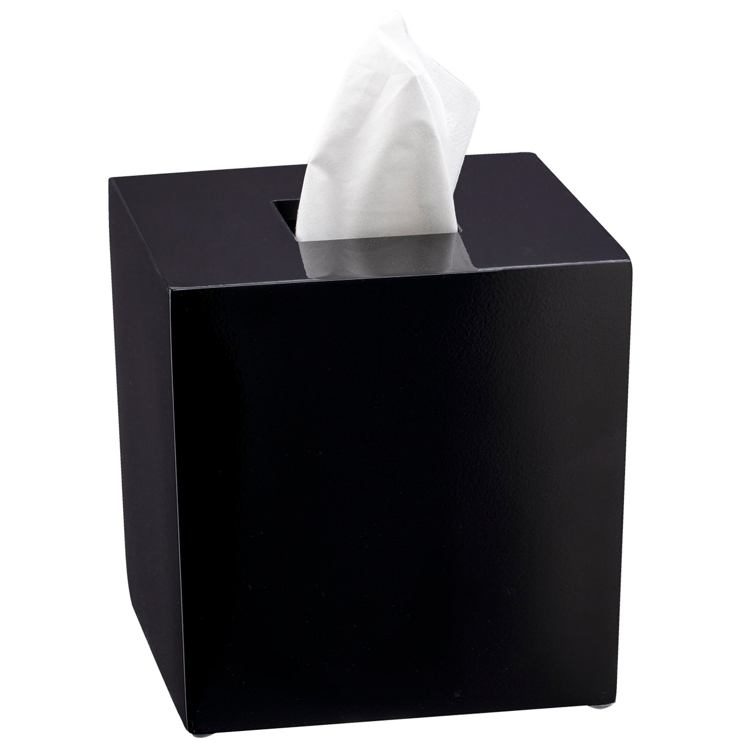 Black | Image of the Brilliance Boutique Tissue Box Cover with tissues inside.