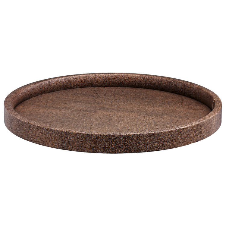 Coffee Italia | Chic 12" round leatherette tray designed for versatility, suitable for both in-room dining and event service.