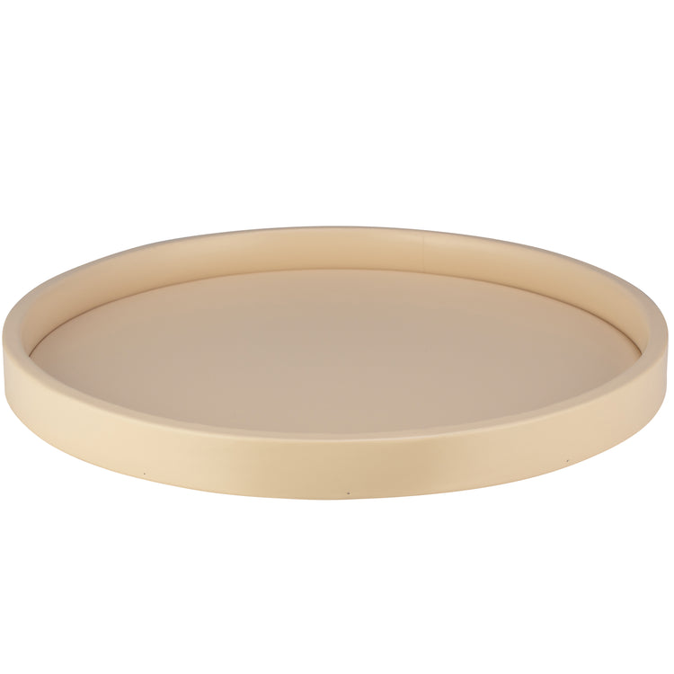 Off White | Core 12" Round Leatherette Tray, offering both style and practicality for upscale hospitality spaces