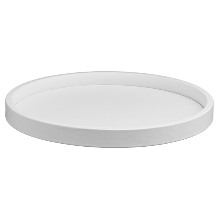 Ivory | Image of the Core 12" Round Leatherette Tray with an ivory base.