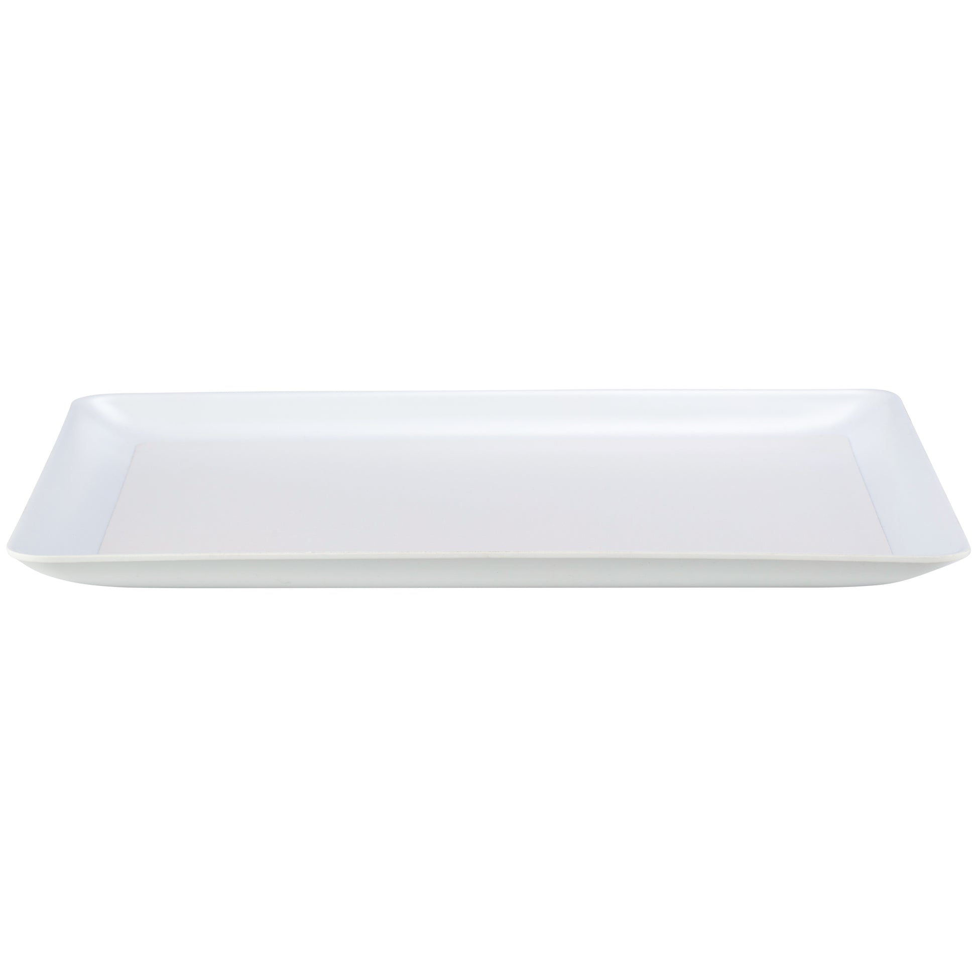 French White | Sleek 11" x 13" laminated leatherette tray, offering a polished design for upscale guestrooms.