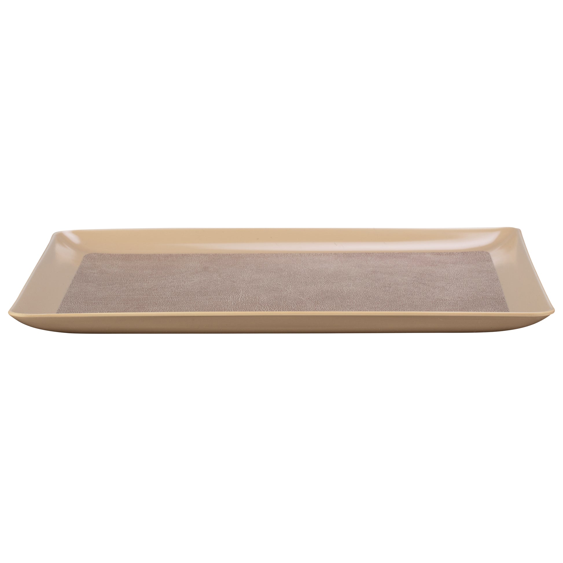 Taupe | Stylish 11" x 13" laminated leatherette tray, enhancing the aesthetic and functionality of any guestroom.