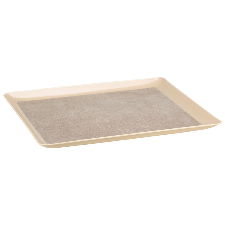 Taupe | Core 11" x 13" Laminated Leatherette Tray, ideal for displaying amenities or serving with sophistication.