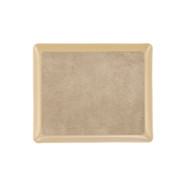 Taupe | Core 11" x 13" Laminated Leatherette Tray, designed for stylish organization in hospitality spaces.