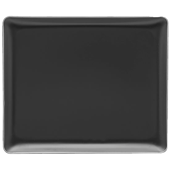 Black | Wake Up Call 11" x 13" Molded Tray from Erwyn Products, featuring a sleek design and durable construction, ideal for enhancing hospitality settings.