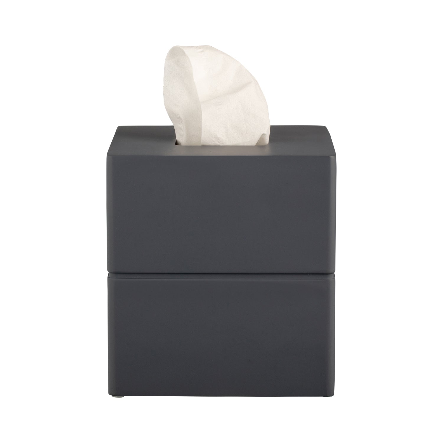 Matte Charcoal | Detail of the Malibu Boutique Tissue Box Cover, highlighting its durable and high-quality leatherette material.