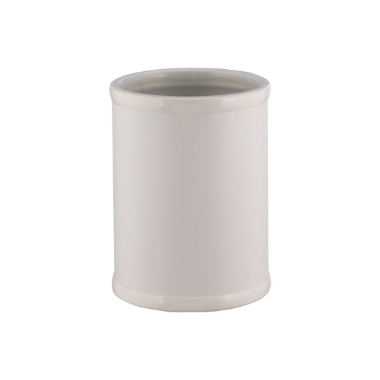 French White | Elegant Core 8qt Round Leatherette Wastebasket, combining style and functionality for hospitality settings