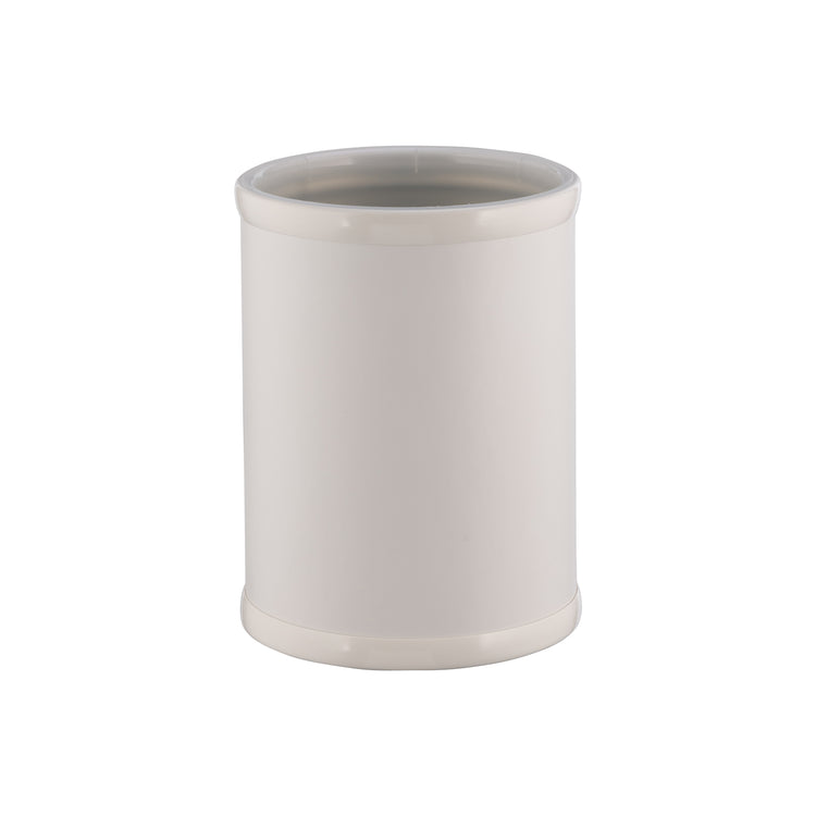 French White | Elegant Core 8qt Round Leatherette Wastebasket, combining style and functionality for hospitality settings