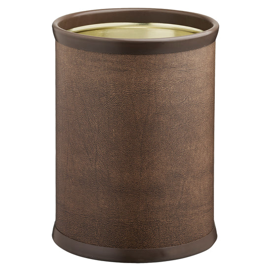 Coffee Italia | Elegant Core 8qt round leatherette wastebasket, perfect for adding sophistication to hotel rooms and guest spaces.