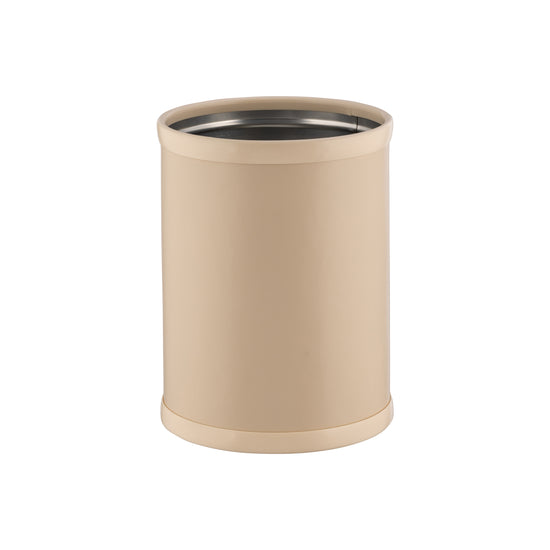 Off White | Modern Core 8qt Round Leatherette Wastebasket, perfect for adding sophistication and convenience to luxury spaces.