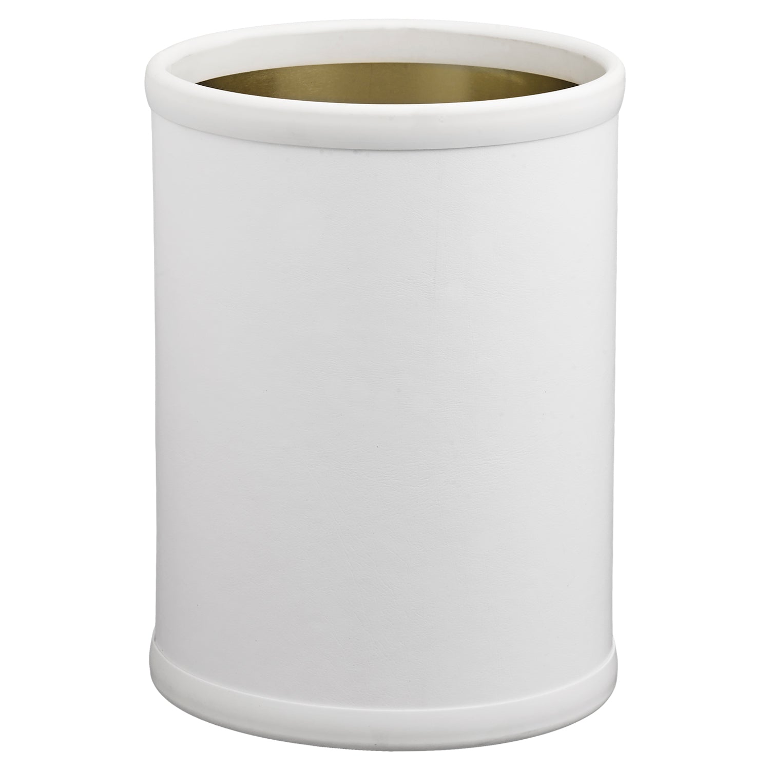 Ivory | Core 8qt Round Leatherette Wastebasket, designed with sleek lines and a refined leatherette finish for an upscale look.