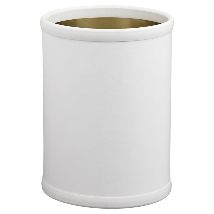 Ivory | Core 8qt Round Leatherette Wastebasket, designed with sleek lines and a refined leatherette finish for an upscale look.