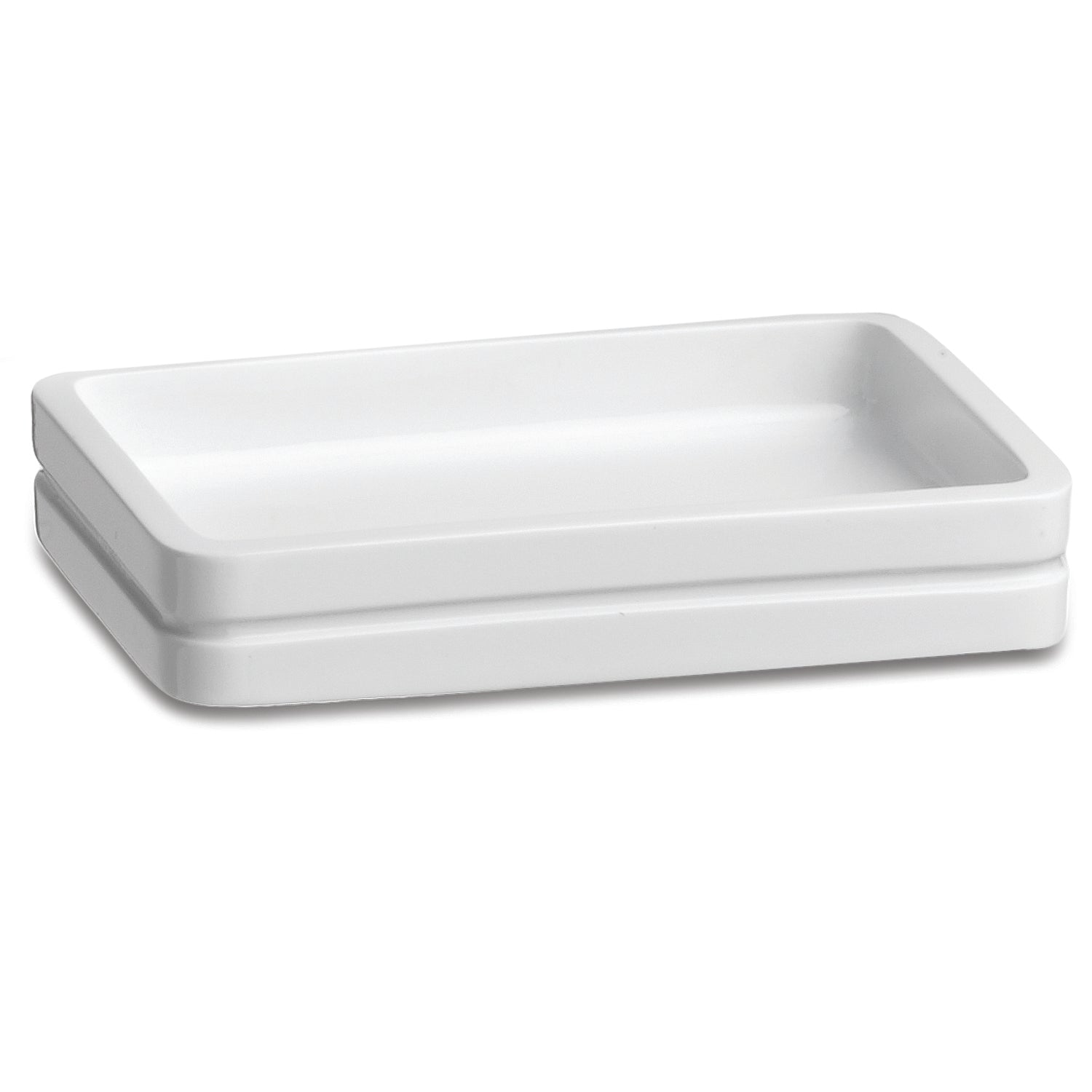 White | Image of the elegant resin material Malibu Rectangle Soap Dish available at Erwyn Products.