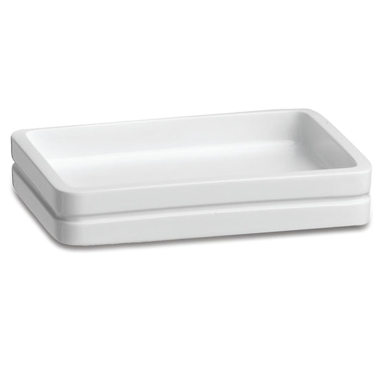 White | Image of the elegant resin material Malibu Rectangle Soap Dish available at Erwyn Products.