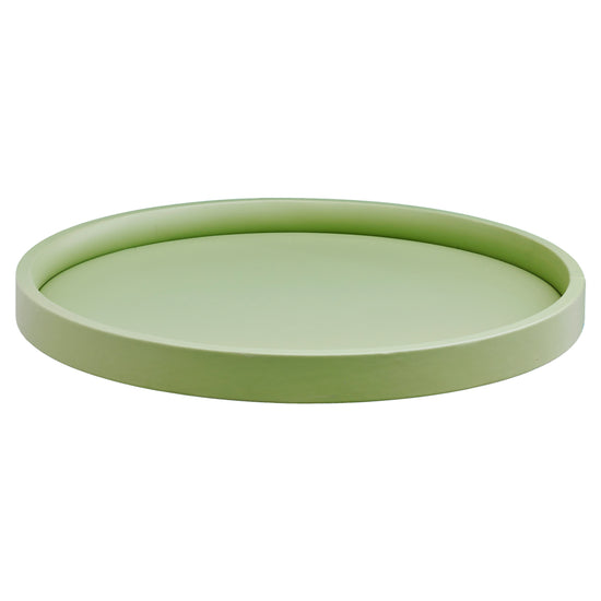 Mist Green | Contemporary Core 14" round leatherette tray, crafted for durability and sophistication in hospitality use.