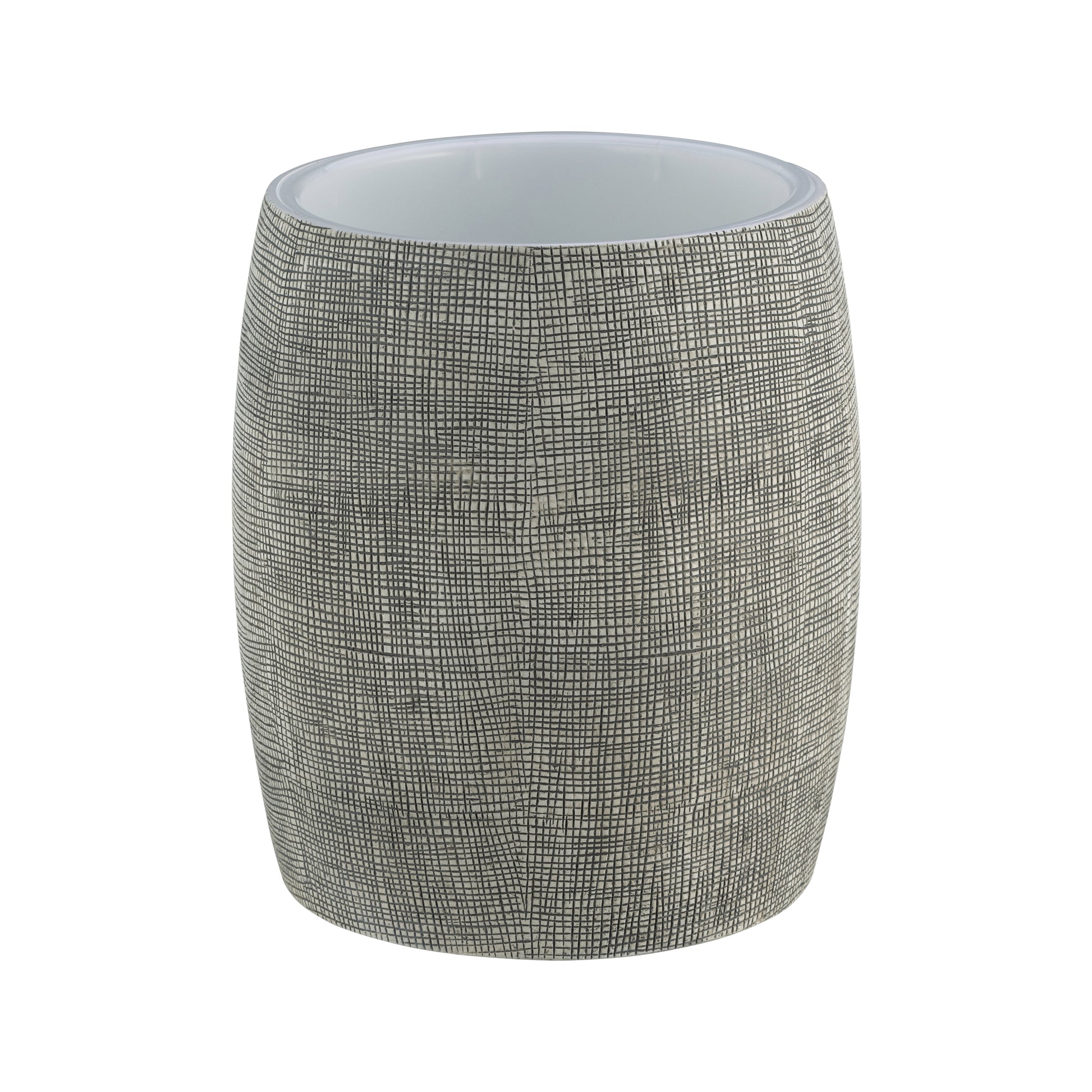 Black & White | Sleek Weave 8qt Wastebasket, crafted with a modern woven texture, perfect for high-end hospitality environments.