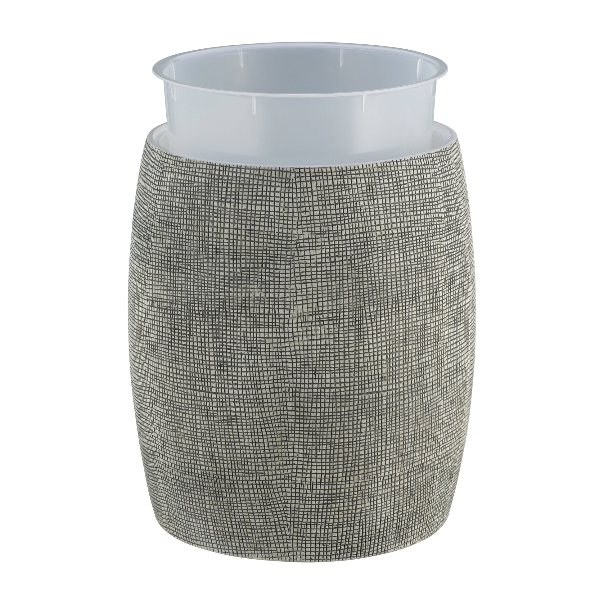 Black & White | Chic Weave 8qt Wastebasket, designed to complement contemporary hotel interiors with its stylish and durable construction.