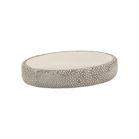 Neutral | Elegant Shagreen Soap Dish featuring a textured surface, perfect for adding a touch of sophistication to your bathroom or kitchen decor.