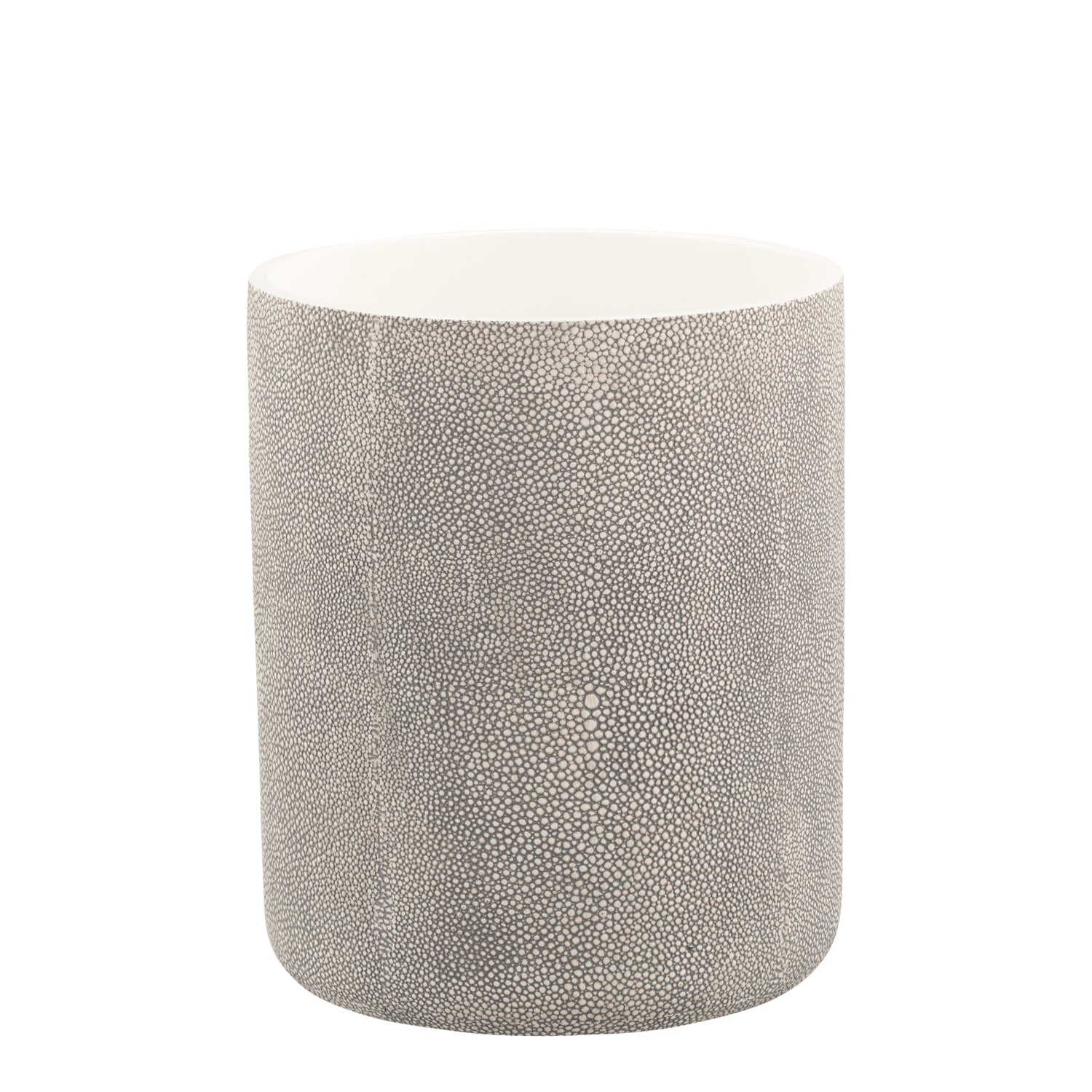 Neutral | Elegant Shagreen 8qt Wastebasket with a textured surface, perfect for adding a refined and modern touch to any room or office.