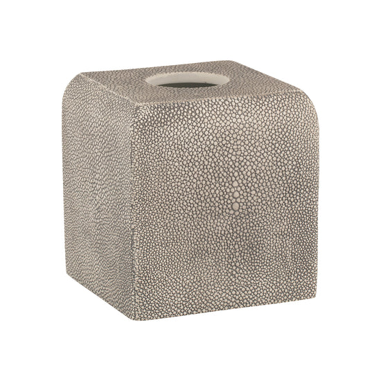 Neutral | Elegant Shagreen Boutique Tissue Box Cover with a textured finish, designed to stylishly conceal tissue boxes while adding a touch of sophistication to your decor.