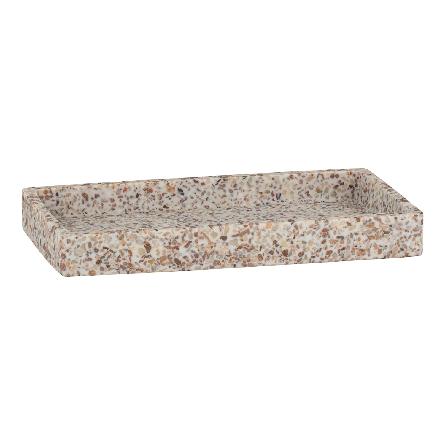 Brown | Chic Terrazzo amenity tray designed with a modern aesthetic, ideal for enhancing the look of any bathroom countertop.