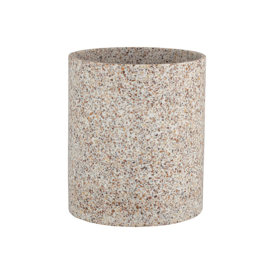 Brown | chic 8qt wastebasket in a Terrazzo pattern, designed to complement your decor while providing practical waste management.