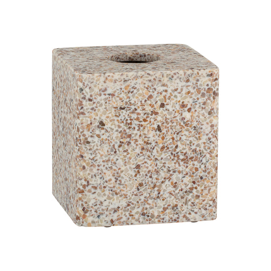 Brown | Chic tissue box cover in a Terrazzo pattern, designed to elegantly conceal standard tissue boxes while enhancing your hotel's aesthetic.