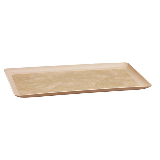 Doeskin with Beige Base Large leatherette tray displaying guestroom essentials.