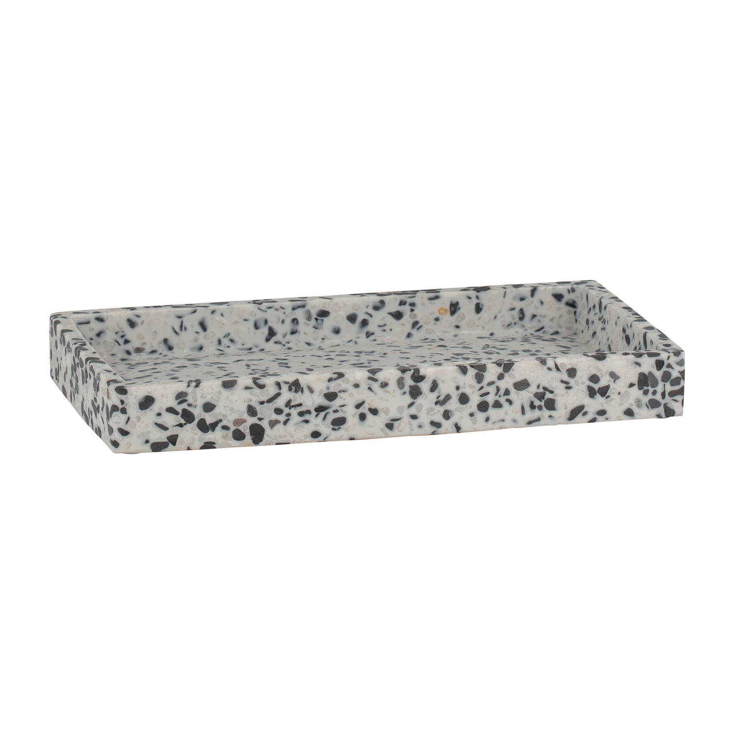 Black | Elegant Terrazzo amenity tray showcasing a beautiful, speckled design, perfect for organizing toiletries in a stylish manner.