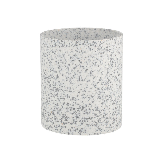 Black | Stylish Terrazzo 8qt wastebasket featuring a vibrant speckled design, perfect for adding a touch of modern elegance to the bathroom.