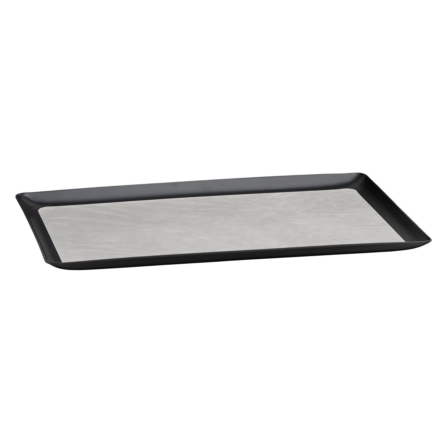 Slate Gray with Black Base Core tray protecting furniture with a stylish leatherette finish.