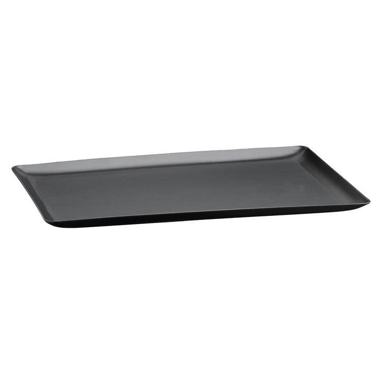 Designer Black Elegant Core leatherette tray holding drinkware and amenities.