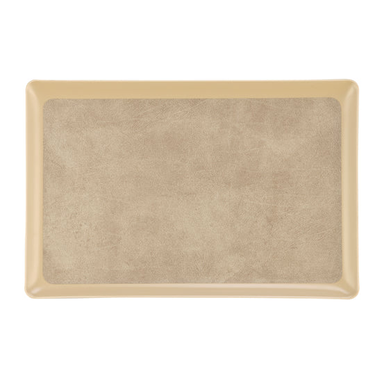 Taupe | Core 11" x 17" Laminated Leatherette Tray, designed for stylish organization in hospitality settings.