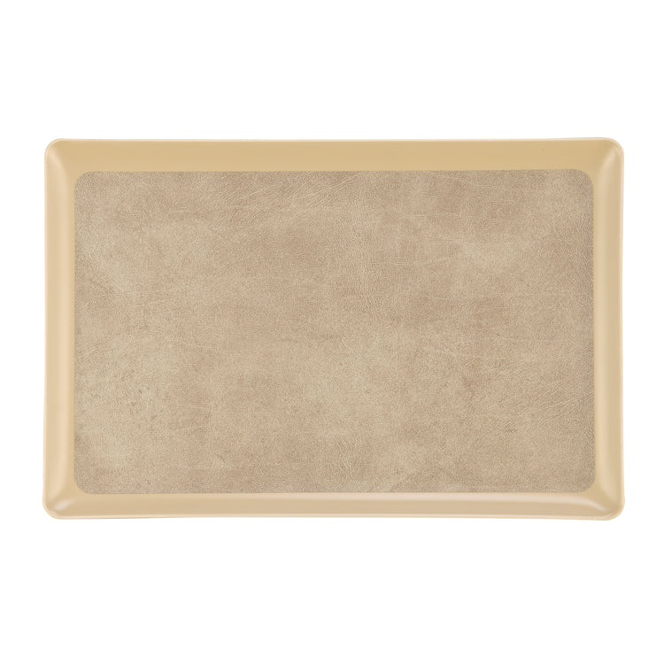 Taupe | Core 11" x 17" Laminated Leatherette Tray, designed for stylish organization in hospitality settings.