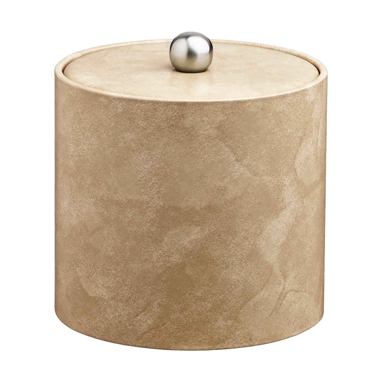 Doeskin | Sleek Core 2qt leatherette ice bucket with a material cover and brushed stainless Astro knob, perfect for luxury hospitality settings.