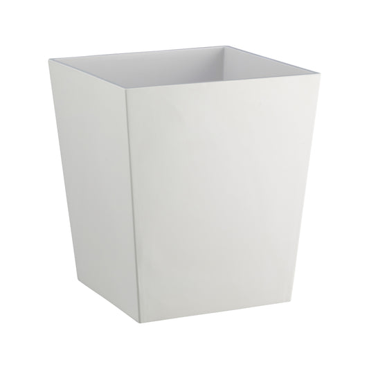 Glossy White | Form 8qt Square Wastebasket made from recycled plant materials, featuring a sleek, modern design for eco-friendly waste management.