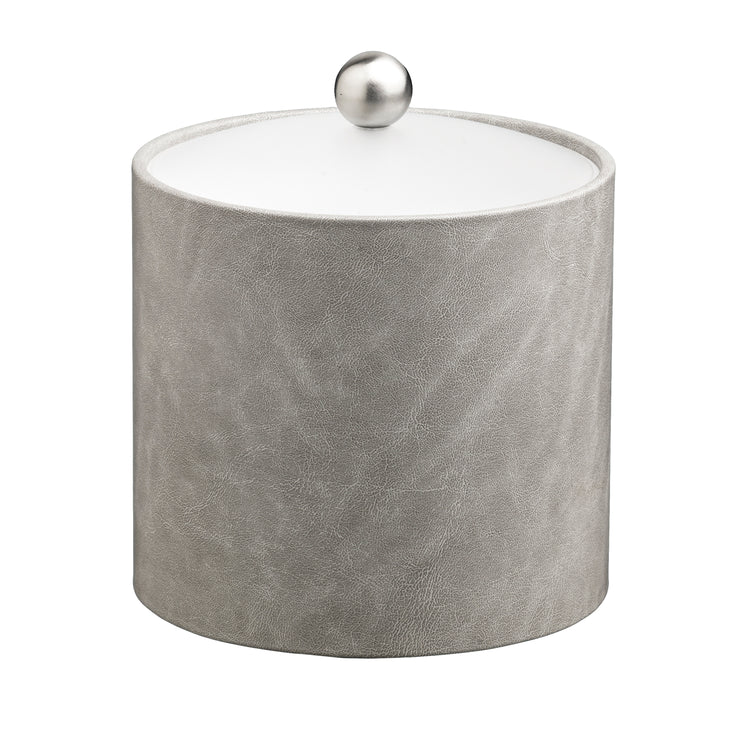 Slate Grey | Chic Core leatherette ice bucket with a brushed stainless Astro knob, designed for stylish in-room dining and guest service.