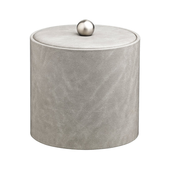 Slate Gray | Elegant 2-quart leatherette ice bucket featuring a material cover and modern brushed stainless Astro knob for upscale guest rooms.