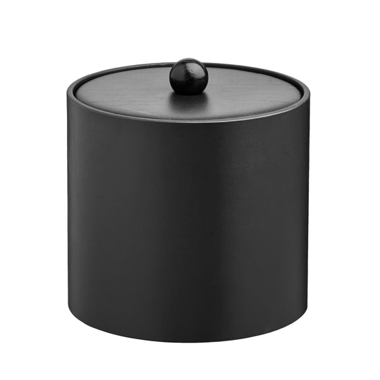 Black | Image of the Core 2qt Leatherette Ice Bucket with the Material Cover with a Black Wood Ball Knob