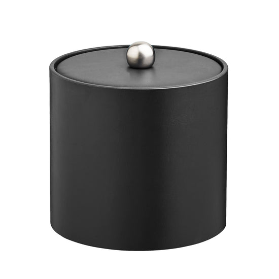 Designer Black | Chic Core leatherette ice bucket with a material cover and brushed stainless Astro knob, designed for stylish in-room service.