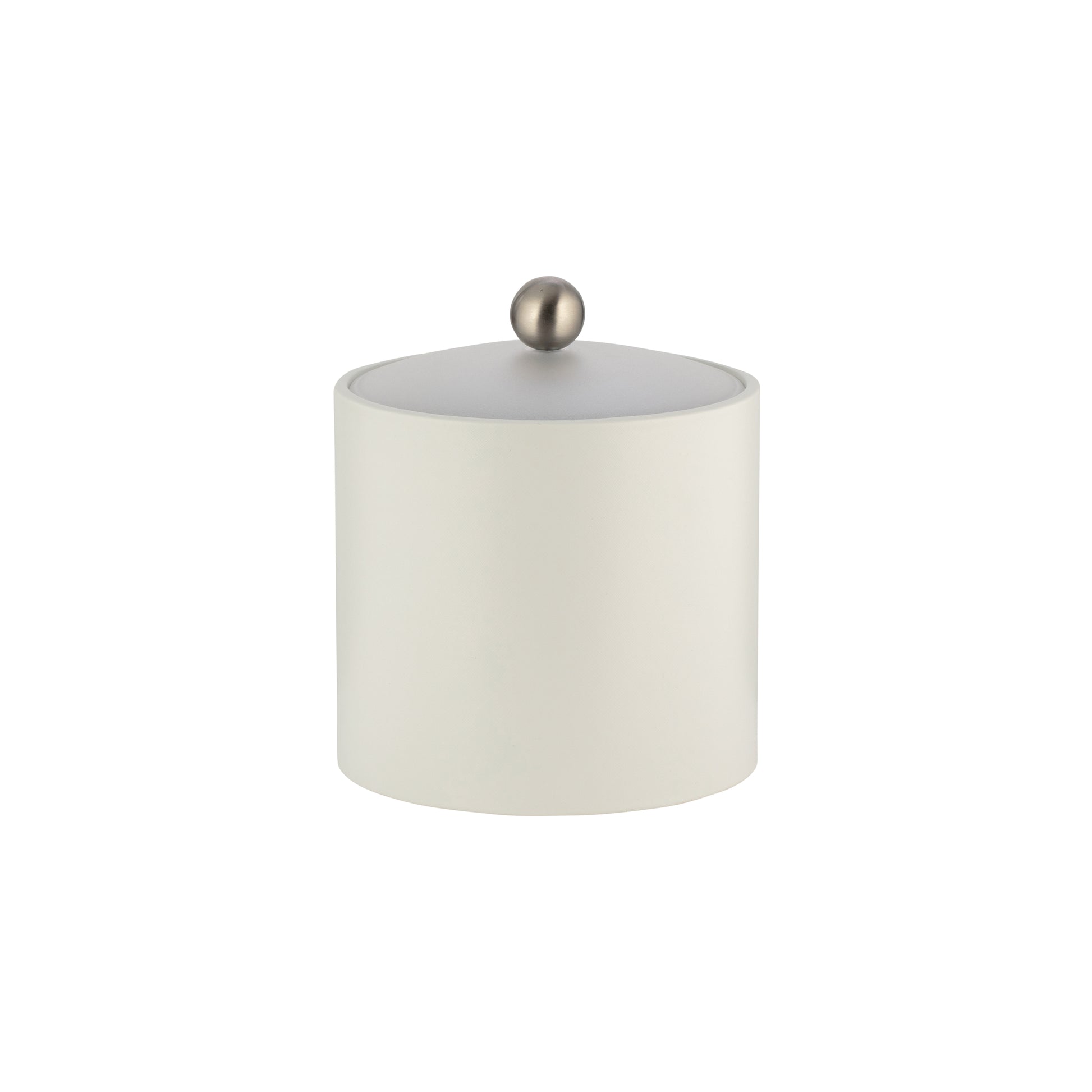 French White | Core 2qt Leatherette Ice Bucket with an acrylic lid and brushed stainless Astro knob, perfect for hospitality use.