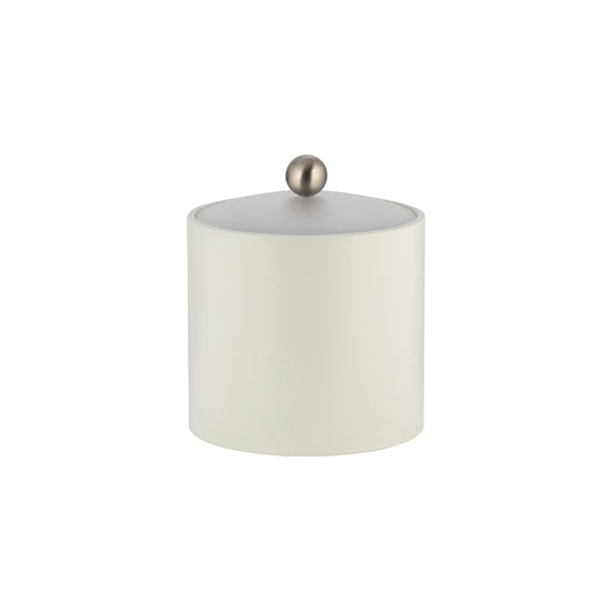 French White | Core 2qt Leatherette Ice Bucket with an acrylic lid and brushed stainless Astro knob, perfect for hospitality use.