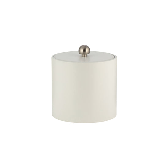 French White | Elegant Core 2qt Leatherette Ice Bucket featuring a sleek material cover and a brushed stainless Astro knob, designed for upscale hospitality settings.