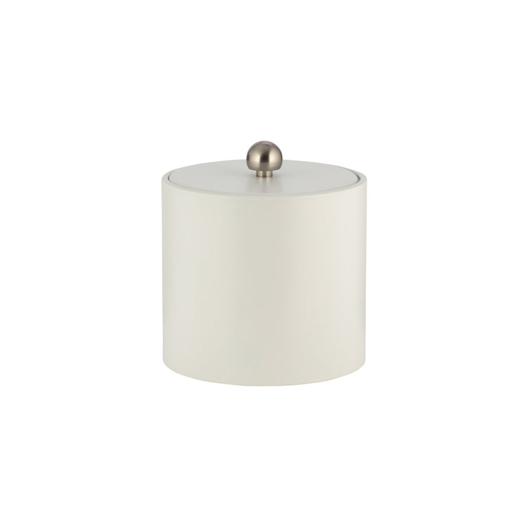 French White | Elegant Core 2qt Leatherette Ice Bucket featuring a sleek material cover and a brushed stainless Astro knob, designed for upscale hospitality settings.