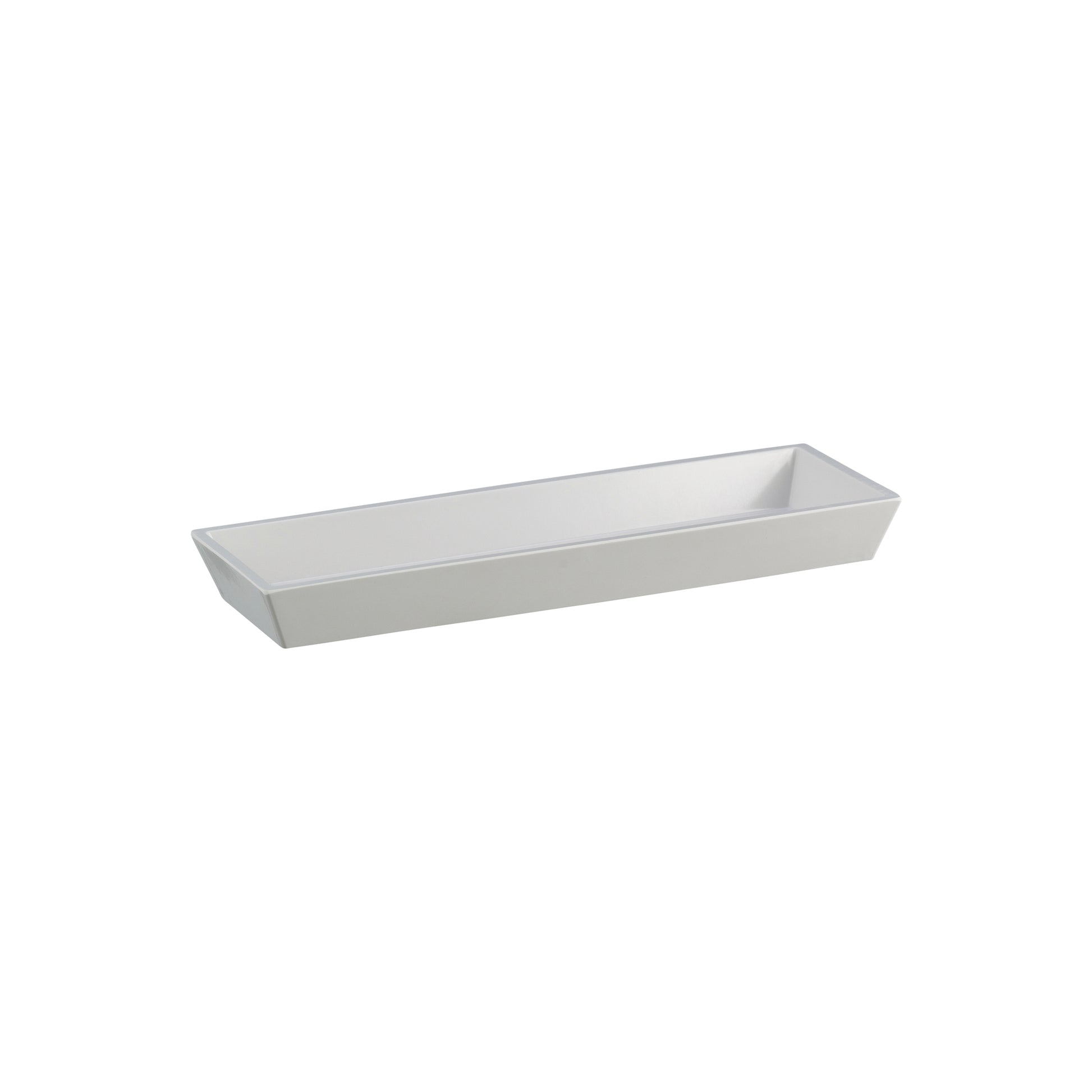 Glossy White | Form Amenity Tray crafted from recycled plant materials, offering a sleek and sustainable solution for organizing bathroom essentials.