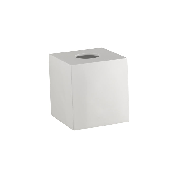 Glossy White | Form Boutique Tissue Box Cover made from recycled plant materials, offering an eco-friendly and stylish solution for hospitality guestrooms.