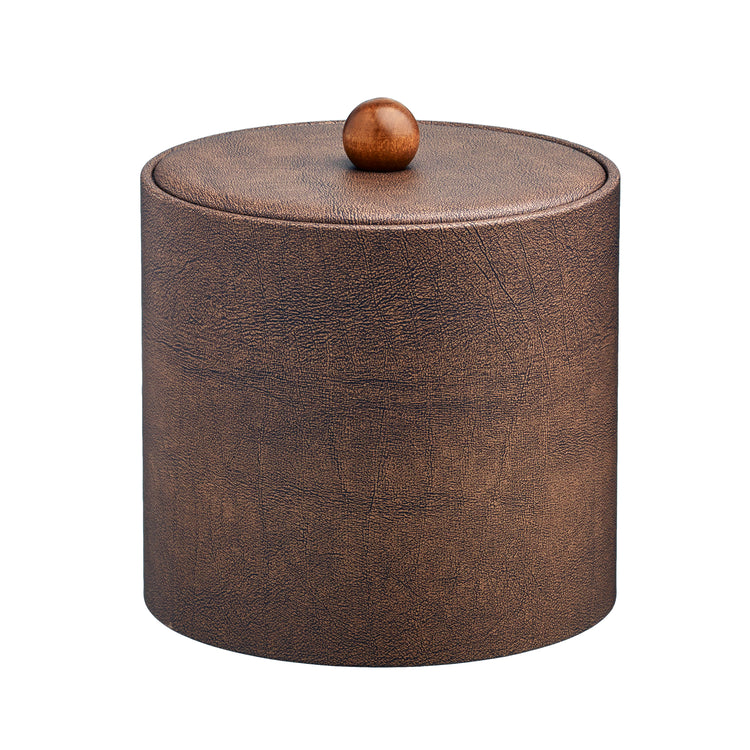 Coffee Italia | Sleek Core 2qt ice bucket with a material cover and warm brown wood ball knob, designed for refined in-room service.