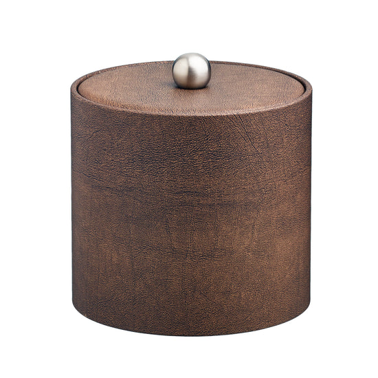 Coffee Italia | Sophisticated 2qt leatherette ice bucket with a material cover and brushed stainless Astro knob, ideal for premium guest experiences.