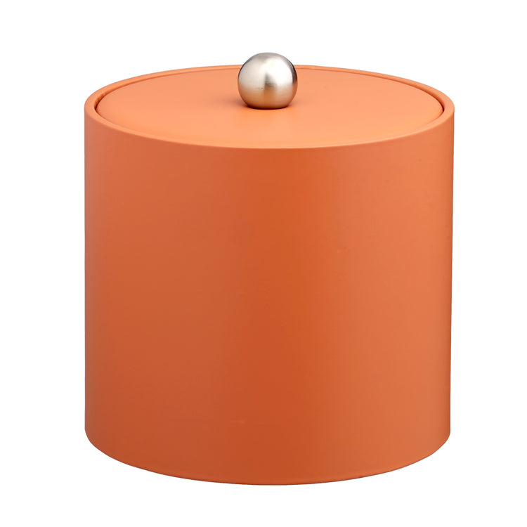 Spice Orange | Core 2qt leatherette ice bucket with a durable material cover and brushed stainless Astro knob, perfect for hotel bars and rooms.